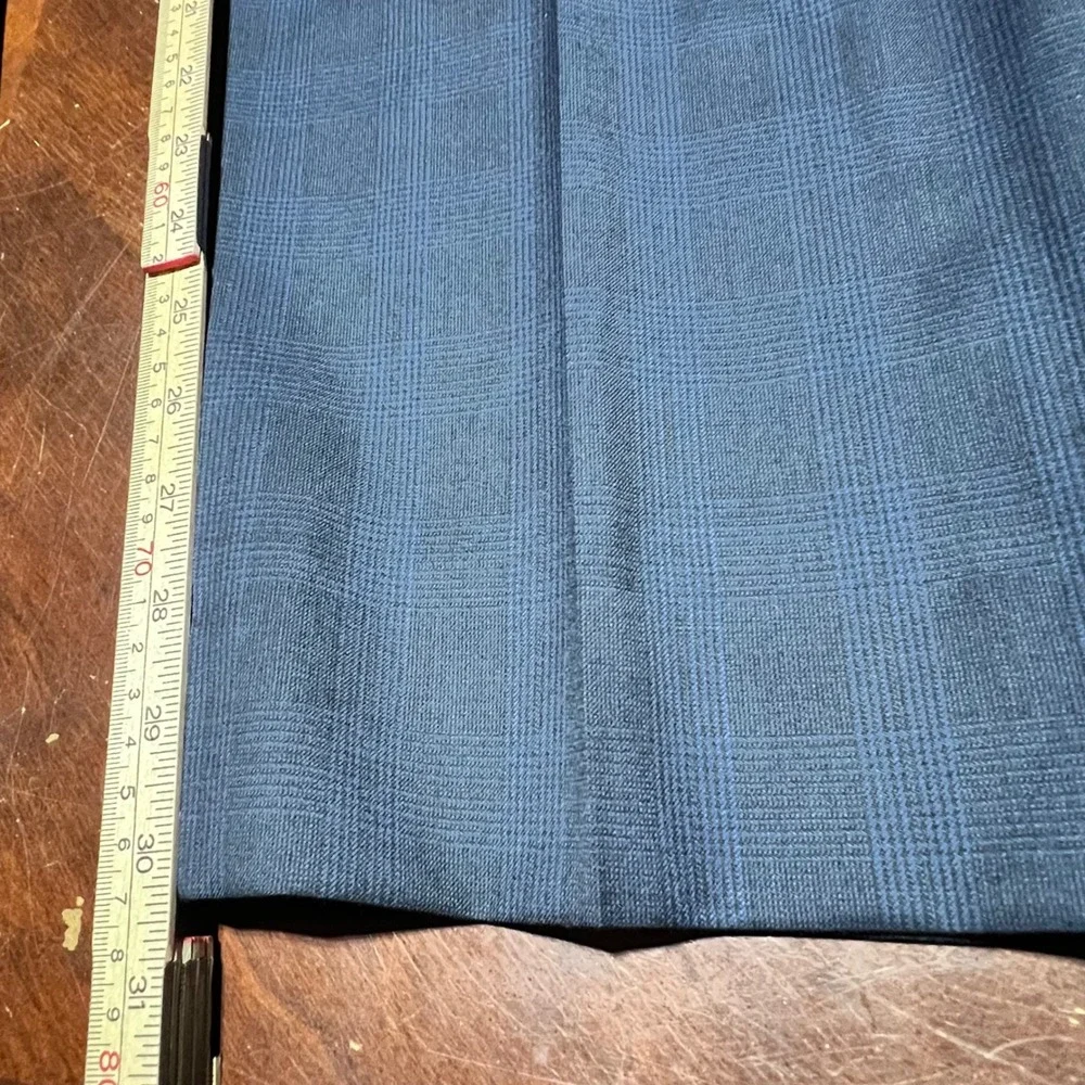 Jos. A. Bank Reserve Navy Blue Glen Plaid 100% Wool Suit 48R W42 3405/2DB